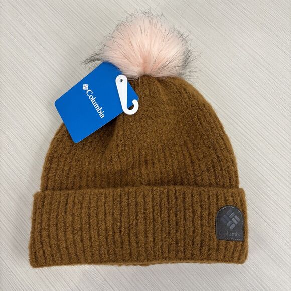 Columbia Unisex Winter Blur Pom Pom Beanie - Brown - One Size - NWT - Picture 1 of 6